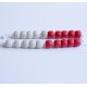 Cadena de 20 bolas blancas y rojas de plástico de 13 mm de diámetro 
