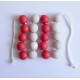Cadena jumbo de 20 bolas de madera rojas y blancas de 25 mm de diámetro