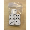 Bolsa 5 dados 16 mm blancos con puntos