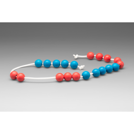 Cadena de 20 bolas de madera de 25 mm rojas y azules