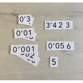 Tarjetas de números decimales Montessori