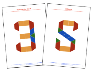 números y letras con bloques geométricos